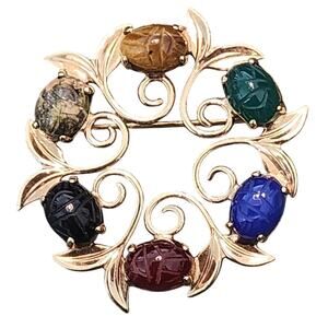 Curtis Creations 12K Gold-filled Scarab Brooch, Vintage